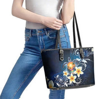 Hawaii Honu Leather Tote Bag Polynesian Curves Plumeria LT05 - Polynesian Pride