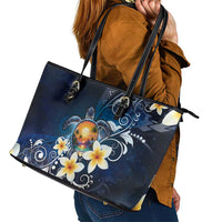 Hawaii Honu Leather Tote Bag Polynesian Curves Plumeria LT05 - Polynesian Pride