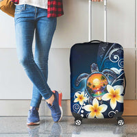 Hawaii Honu Luggage Cover Polynesian Curves Plumeria - Polynesian Pride