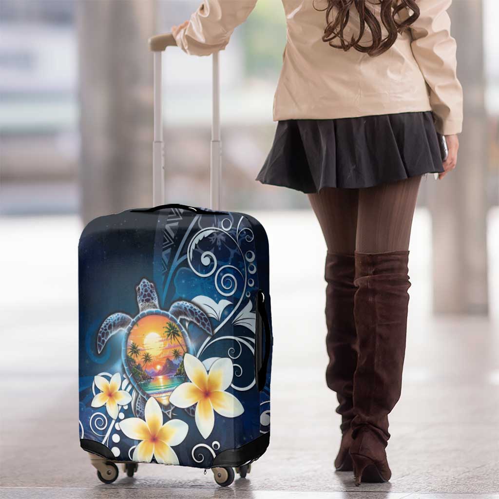 Hawaii Honu Luggage Cover Polynesian Curves Plumeria - Polynesian Pride