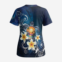 Hawaii Honu Scrub Top Polynesian Curves Plumeria - Polynesian Pride