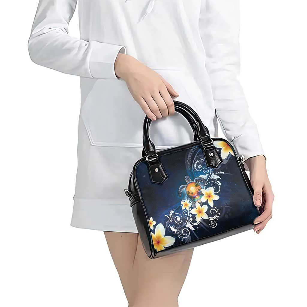 Hawaii Honu Shoulder Handbag Polynesian Curves Plumeria - Polynesian Pride
