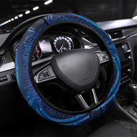 Hawaii Honu Steering Wheel Cover Polynesian Curves Plumeria LT05 Universal Fit Navy - Polynesian Pride