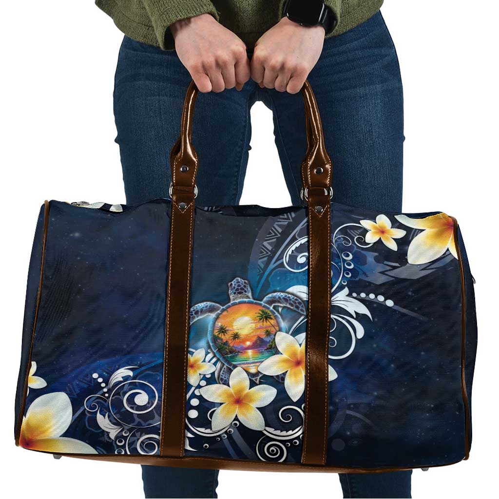 Hawaii Honu Travel Bag Polynesian Curves Plumeria - Polynesian Pride