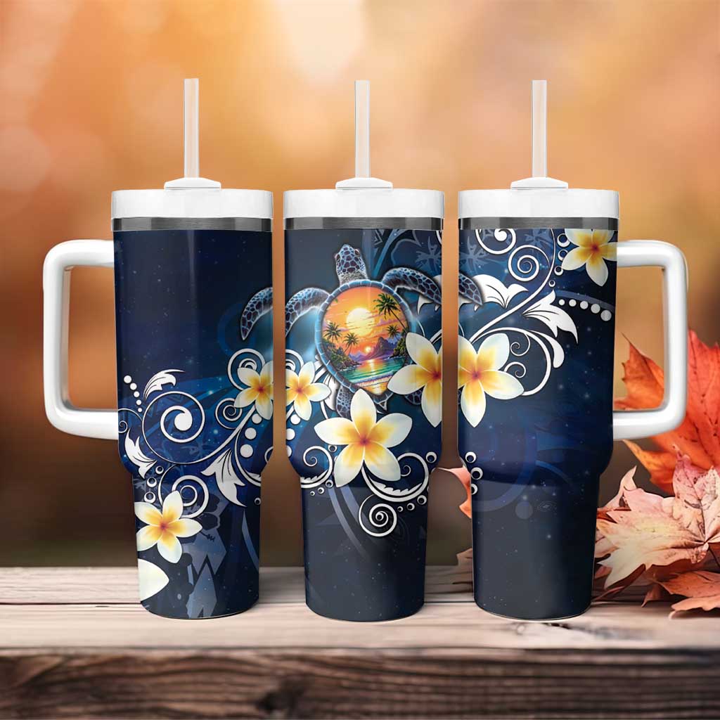 Hawaii Honu Tumbler With Handle Polynesian Curves Plumeria LT05 - Polynesian Pride