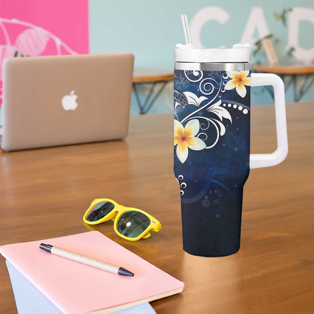 Hawaii Honu Tumbler With Handle Polynesian Curves Plumeria LT05 - Polynesian Pride