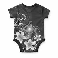 Hawaii Honu Baby Onesie Polynesian Curves Plumeria Grayscale