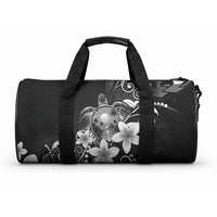 Hawaii Honu Duffle Bag Polynesian Curves Plumeria Grayscale