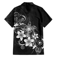 Hawaii Honu Family Matching Off The Shoulder Long Sleeve Dress and Hawaiian Shirt Polynesian Curves Plumeria Grayscale LT05 - Polynesian Pride
