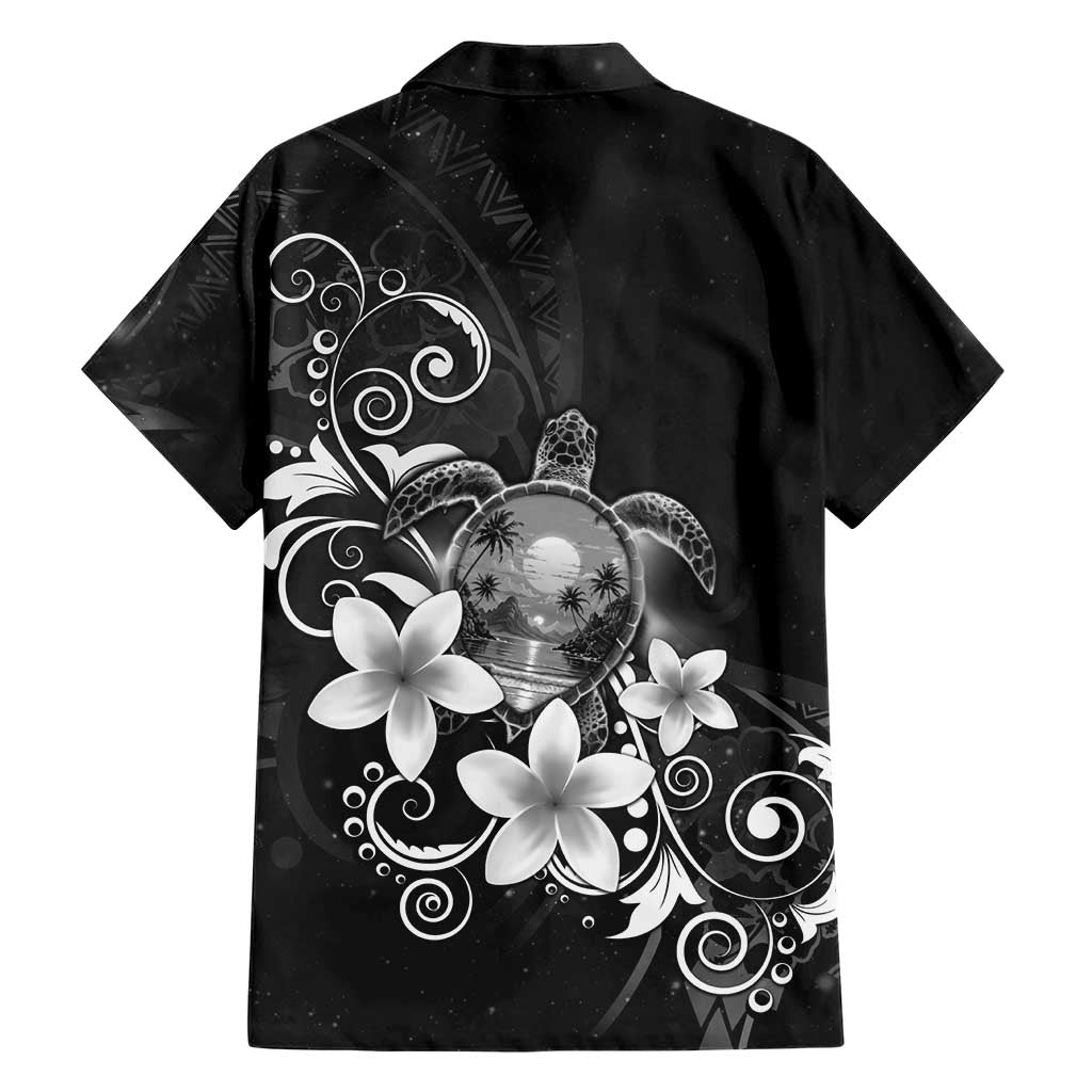Hawaii Honu Family Matching Short Sleeve Bodycon Dress and Hawaiian Shirt Polynesian Curves Plumeria Grayscale LT05 - Polynesian Pride