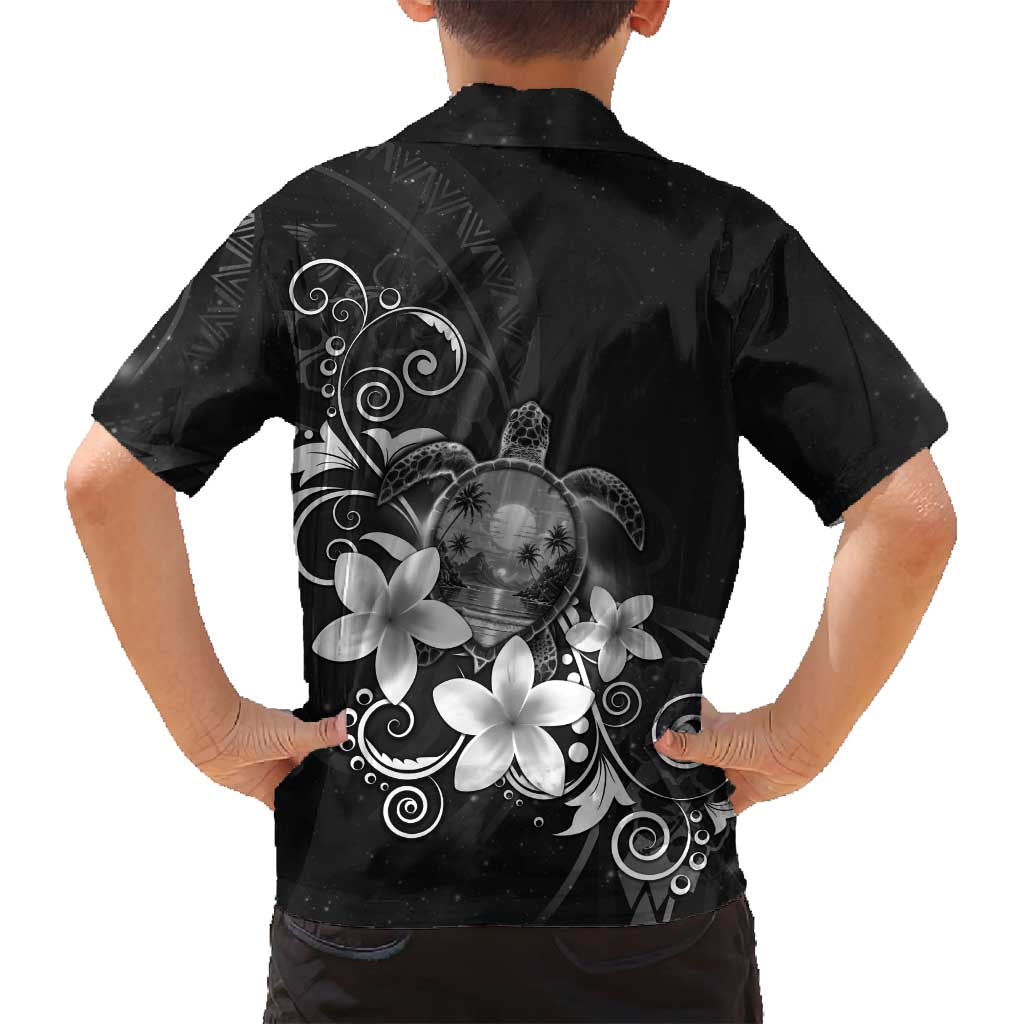 Hawaii Honu Family Matching Summer Maxi Dress and Hawaiian Shirt Polynesian Curves Plumeria Grayscale LT05 - Polynesian Pride