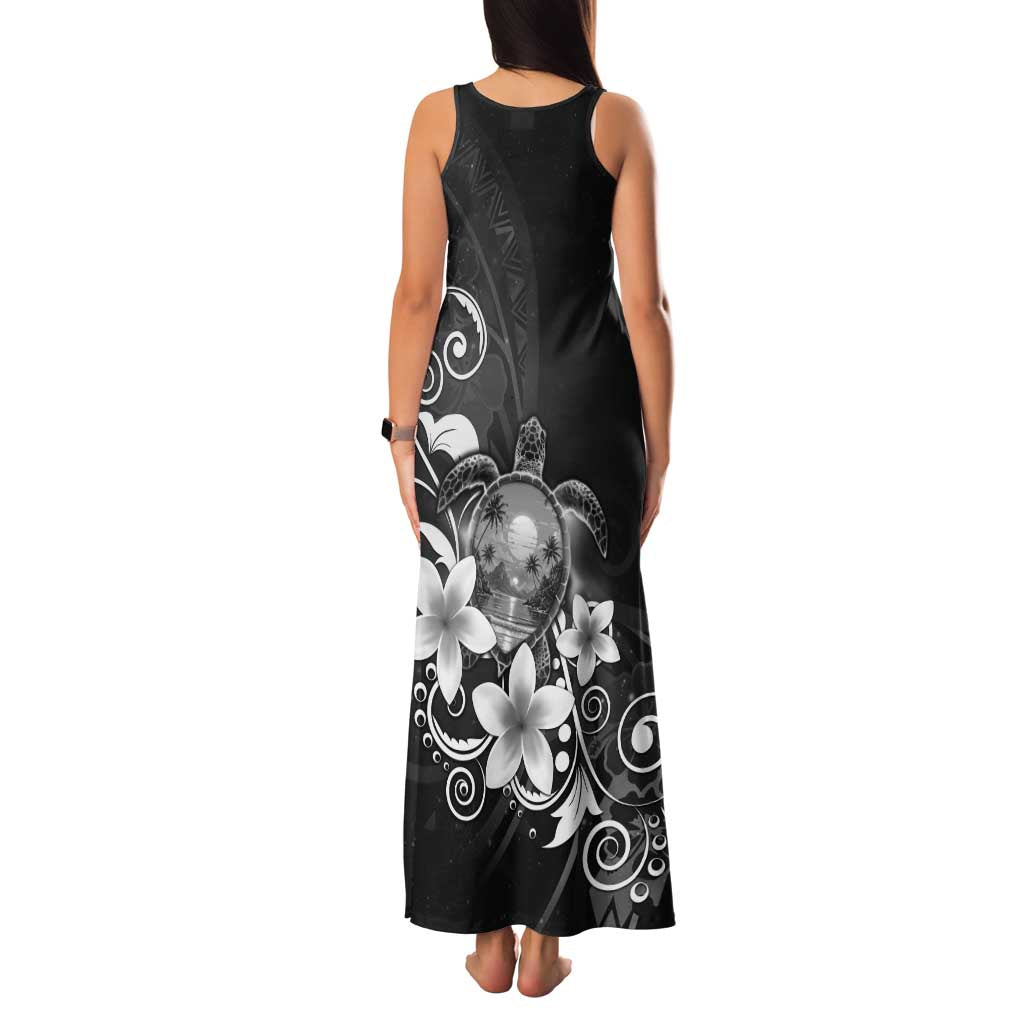 Hawaii Honu Family Matching Tank Maxi Dress and Hawaiian Shirt Polynesian Curves Plumeria Grayscale LT05 - Polynesian Pride
