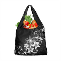 Hawaii Honu Grocery Bag Polynesian Curves Plumeria Grayscale LT05 1-pack One Size Black - Polynesian Pride