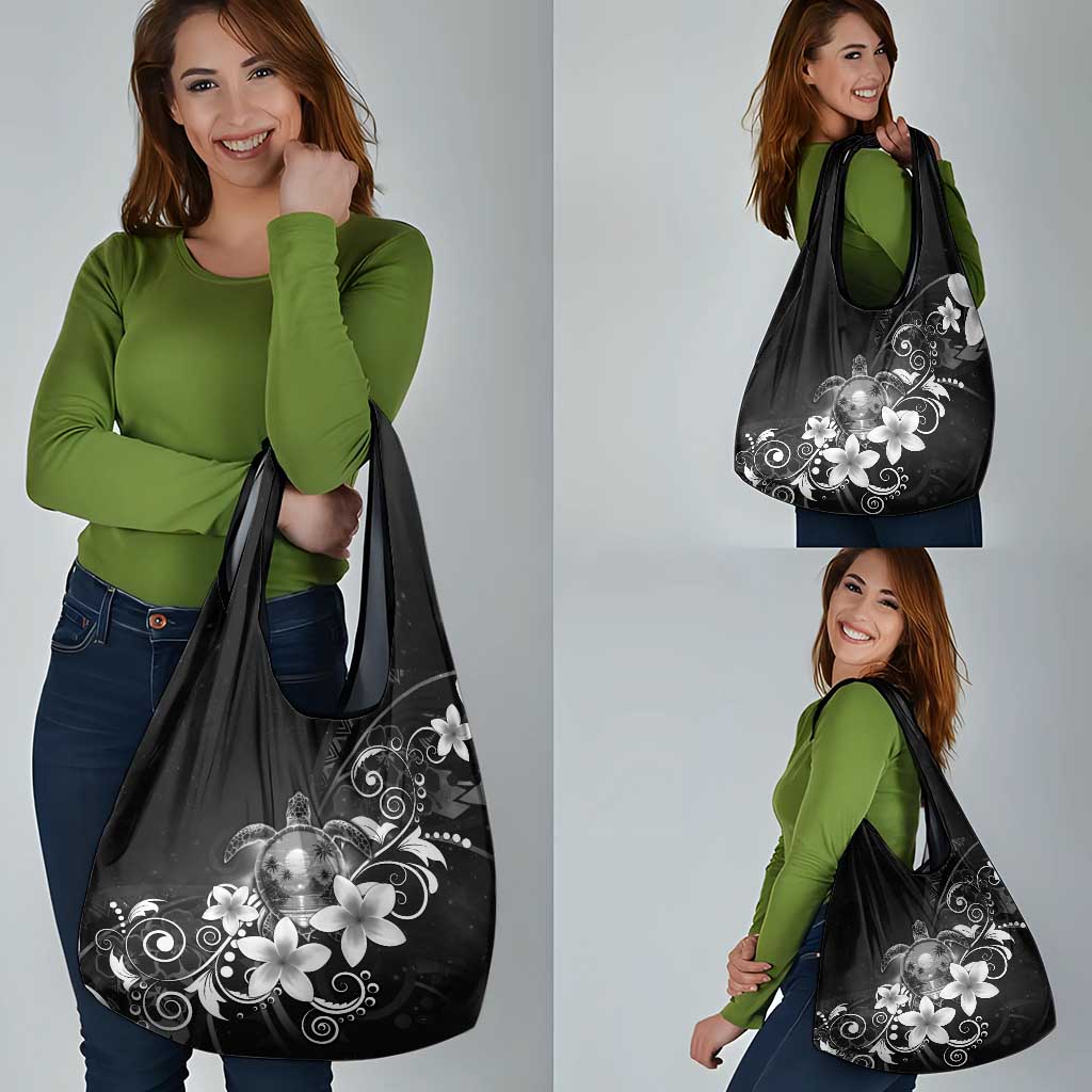 Hawaii Honu Grocery Bag Polynesian Curves Plumeria Grayscale LT05 - Polynesian Pride