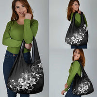 Hawaii Honu Grocery Bag Polynesian Curves Plumeria Grayscale LT05 - Polynesian Pride