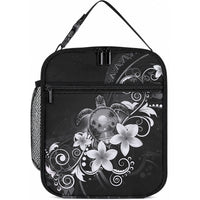 Hawaii Honu Lunch Bag Polynesian Curves Plumeria Grayscale