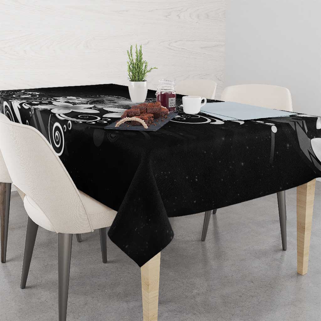 Hawaii Honu Tablecloth Polynesian Curves Plumeria Grayscale - Polynesian Pride