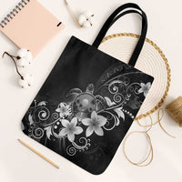 Hawaii Honu Tote Bag Polynesian Curves Plumeria Grayscale LT05 Black Strap One Size Black - Polynesian Pride