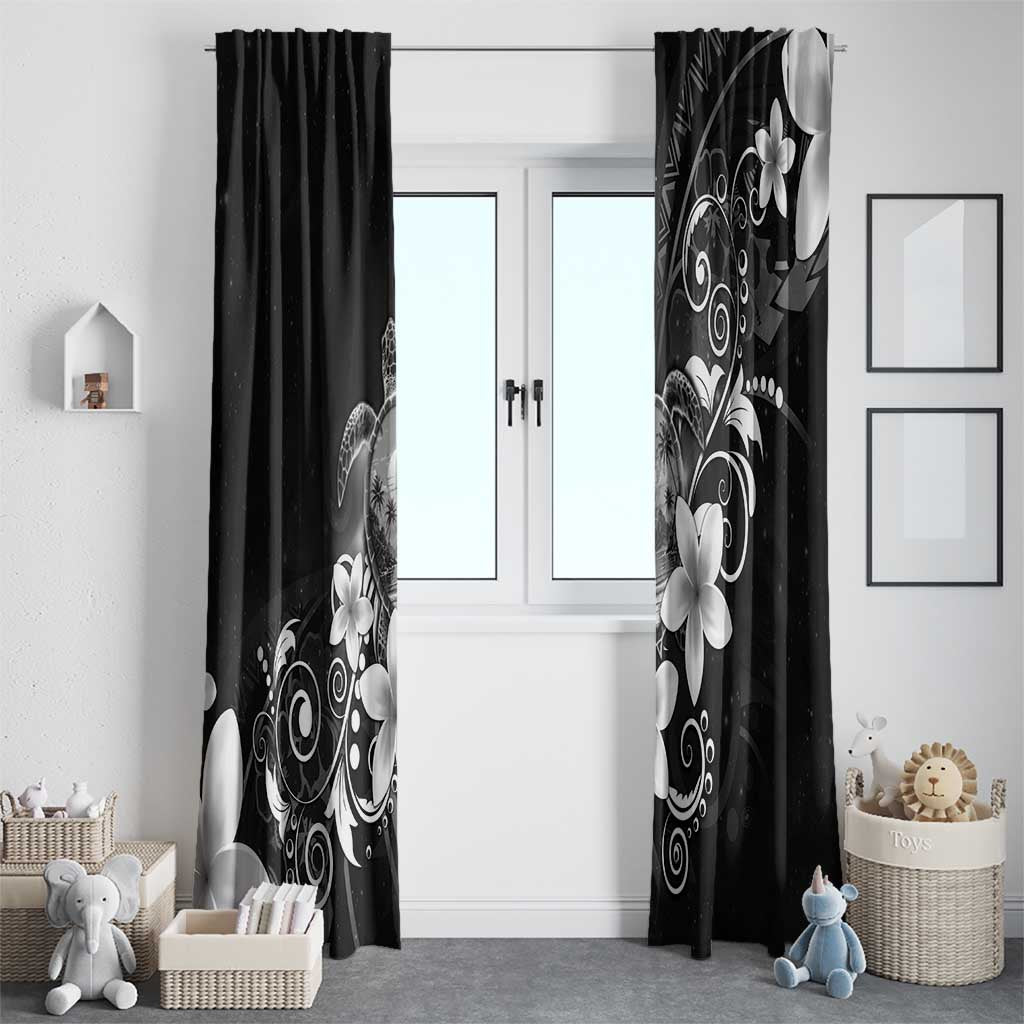 Hawaii Honu Window Curtain Polynesian Curves Plumeria Grayscale - Polynesian Pride