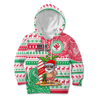 Personalized Hawaii Christmas Kid Hoodie Santa Claus Surf Mele Kalikimaka LT05 Hoodie Red - Polynesian Pride