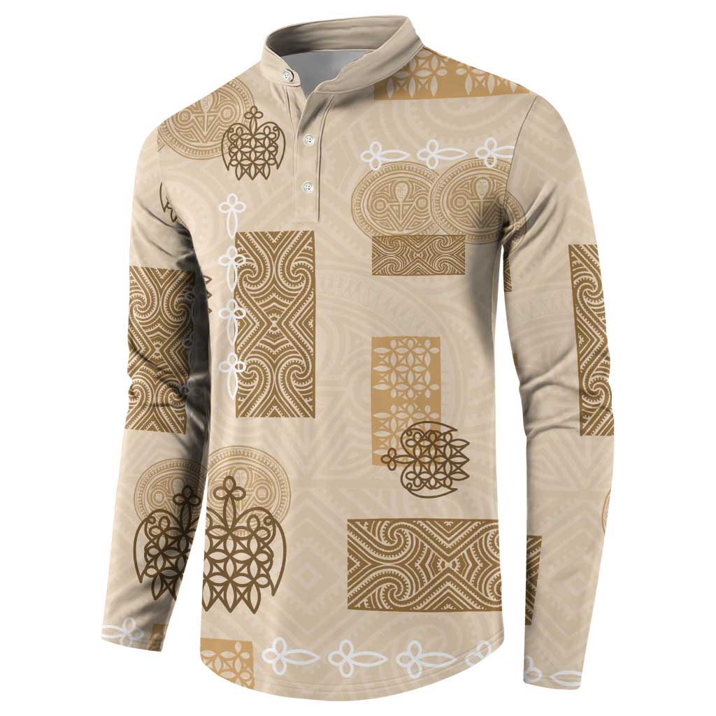 Vintage Lapita Button Sweatshirt Iconic Double Face Pattern Beige
