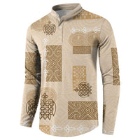 Vintage Lapita Button Sweatshirt Iconic Double Face Pattern Beige