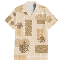 Vintage Lapita Family Matching Long Sleeve Bodycon Dress and Hawaiian Shirt Iconic Double Face Pattern Beige LT05 Dad's Shirt - Short Sleeve Beige - Polynesian Pride