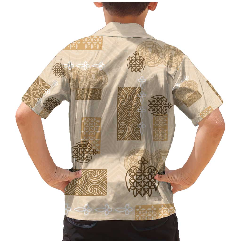 Vintage Lapita Family Matching Mermaid Dress and Hawaiian Shirt Iconic Double Face Pattern Beige LT05 - Polynesian Pride