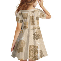 Vintage Lapita Family Matching Mermaid Dress and Hawaiian Shirt Iconic Double Face Pattern Beige LT05 - Polynesian Pride