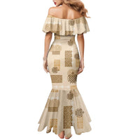 Vintage Lapita Family Matching Mermaid Dress and Hawaiian Shirt Iconic Double Face Pattern Beige LT05 - Polynesian Pride