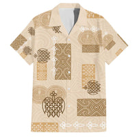 Vintage Lapita Family Matching Off The Shoulder Long Sleeve Dress and Hawaiian Shirt Iconic Double Face Pattern Beige LT05 Dad's Shirt - Short Sleeve Beige - Polynesian Pride