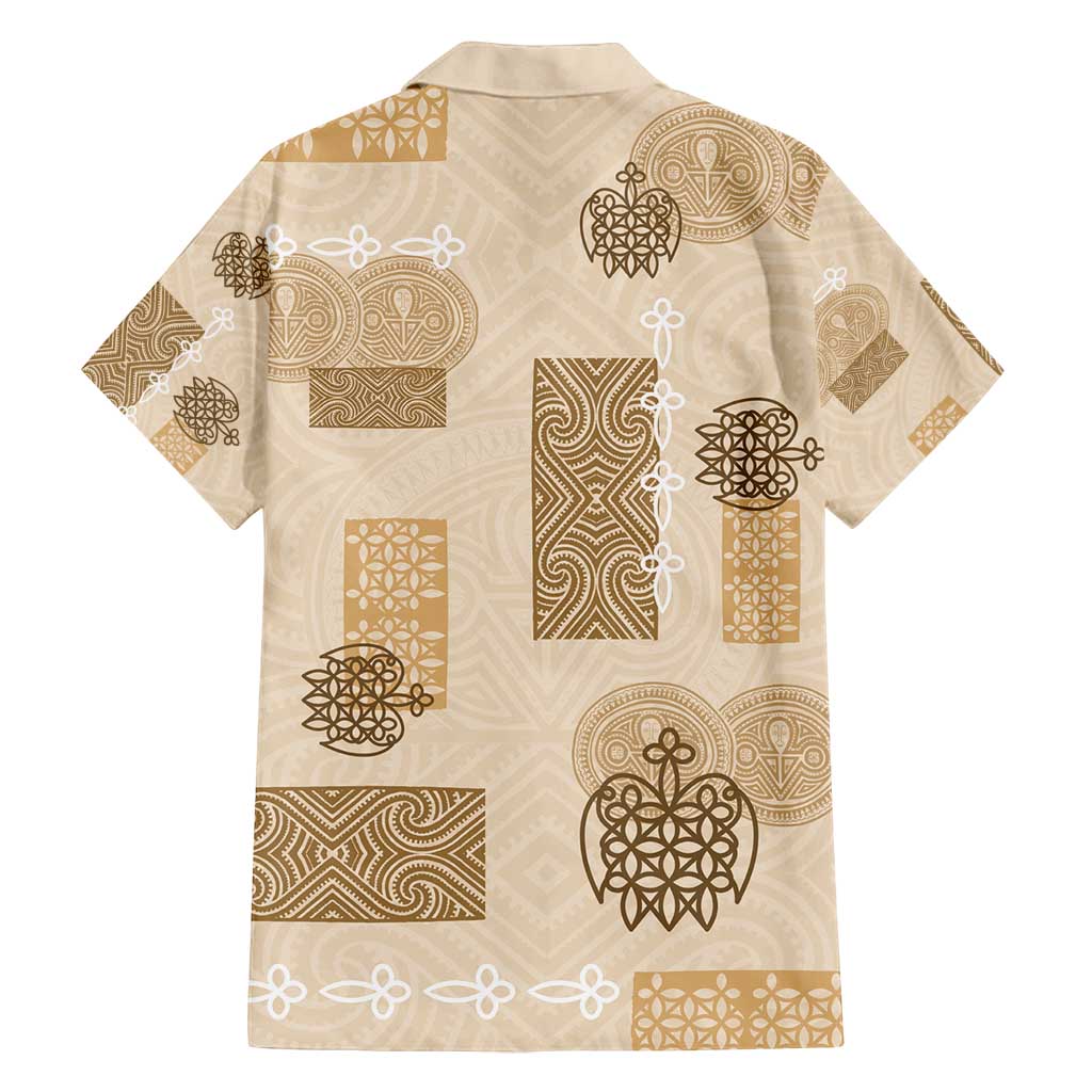 Vintage Lapita Family Matching Off Shoulder Maxi Dress and Hawaiian Shirt Iconic Double Face Pattern Beige LT05 - Polynesian Pride
