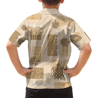 Vintage Lapita Family Matching Short Sleeve Bodycon Dress and Hawaiian Shirt Iconic Double Face Pattern Beige LT05 - Polynesian Pride