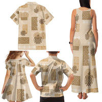Vintage Lapita Family Matching Tank Maxi Dress and Hawaiian Shirt Iconic Double Face Pattern Beige LT05 - Polynesian Pride