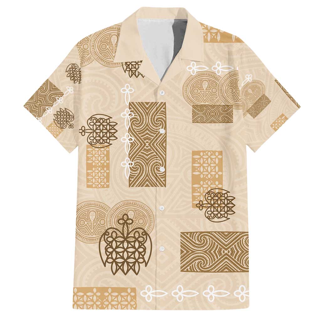 Vintage Lapita Family Matching Tank Maxi Dress and Hawaiian Shirt Iconic Double Face Pattern Beige LT05 Dad's Shirt - Short Sleeve Beige - Polynesian Pride