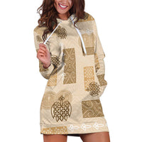 Vintage Lapita Hoodie Dress Iconic Double Face Pattern Beige LT05 Beige - Polynesian Pride