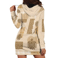 Vintage Lapita Hoodie Dress Iconic Double Face Pattern Beige LT05 - Polynesian Pride
