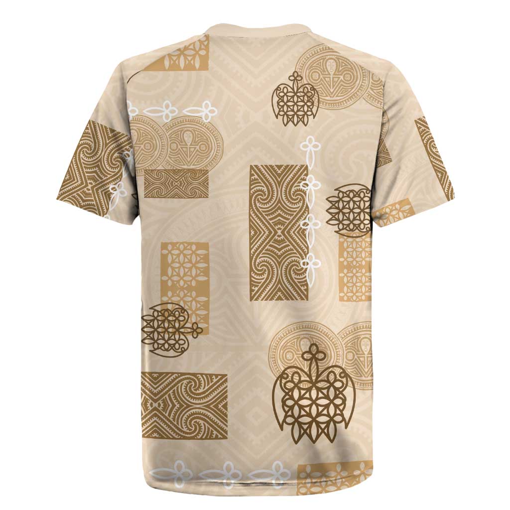 Vintage Lapita Rugby Jersey Iconic Double Face Pattern Beige