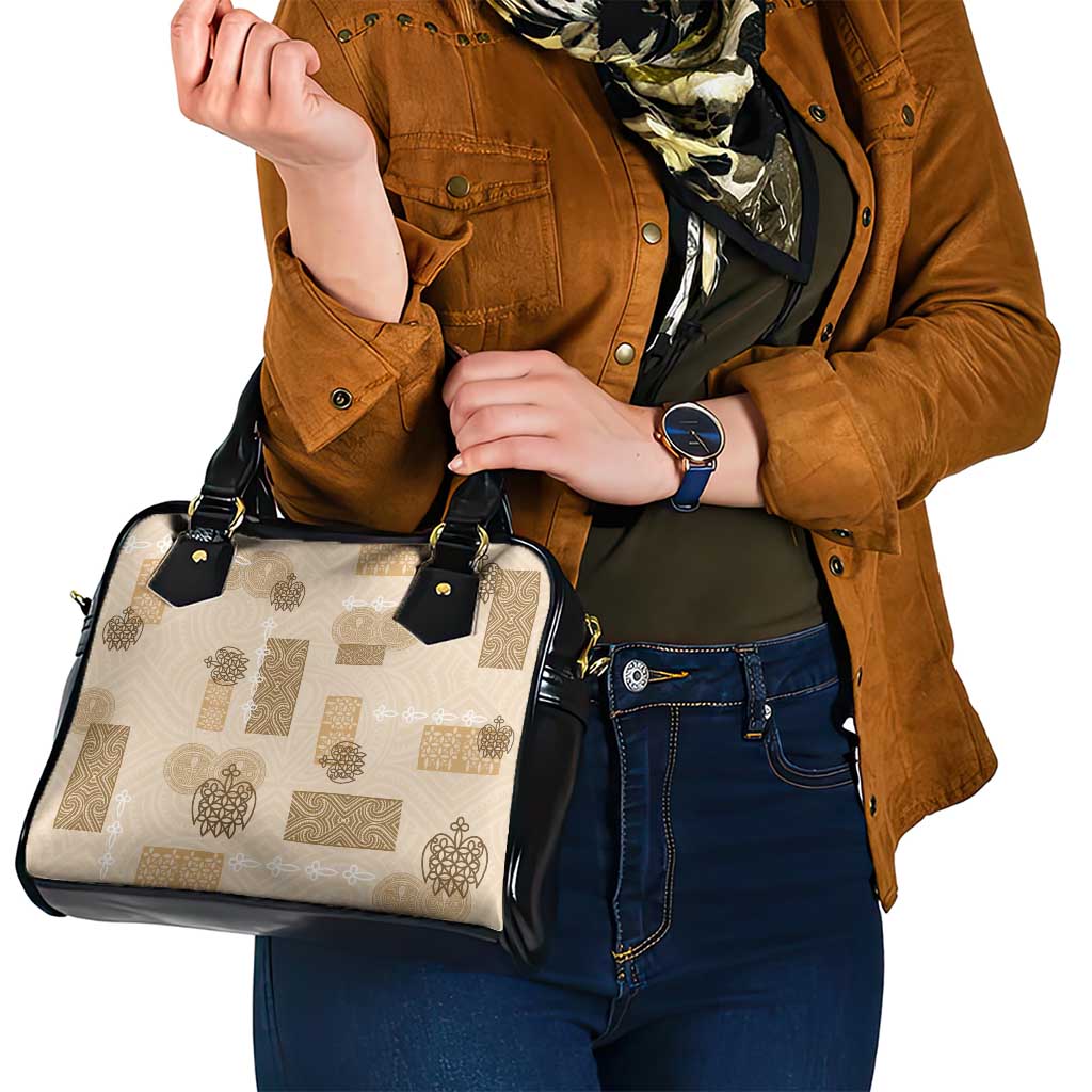 Vintage Lapita Shoulder Handbag Iconic Double Face Pattern Beige