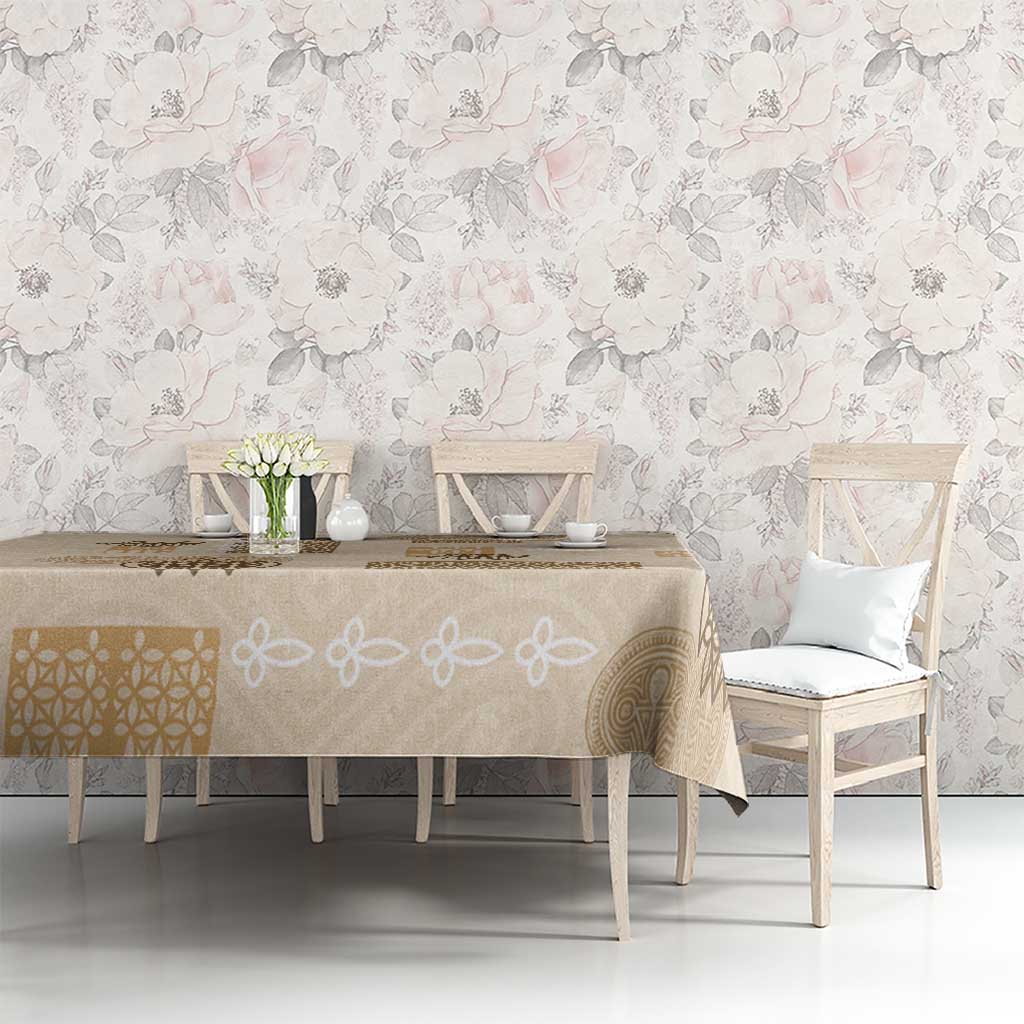 Vintage Lapita Tablecloth Iconic Double Face Pattern Beige