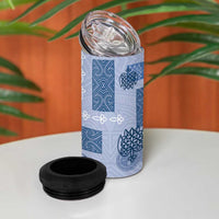 Vintage Lapita 4 in 1 Can Cooler Tumbler Iconic Double Face Pattern Blue