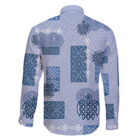 Vintage Lapita Family Matching Long Sleeve Bodycon Dress and Hawaiian Shirt Iconic Double Face Pattern Blue LT05 - Polynesian Pride
