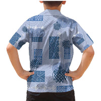 Vintage Lapita Family Matching Mermaid Dress and Hawaiian Shirt Iconic Double Face Pattern Blue LT05 - Polynesian Pride