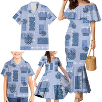 Vintage Lapita Family Matching Mermaid Dress and Hawaiian Shirt Iconic Double Face Pattern Blue LT05 - Polynesian Pride
