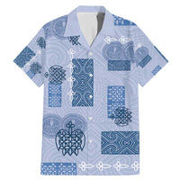 Vintage Lapita Family Matching Mermaid Dress and Hawaiian Shirt Iconic Double Face Pattern Blue LT05 Dad's Shirt - Short Sleeve Blue - Polynesian Pride