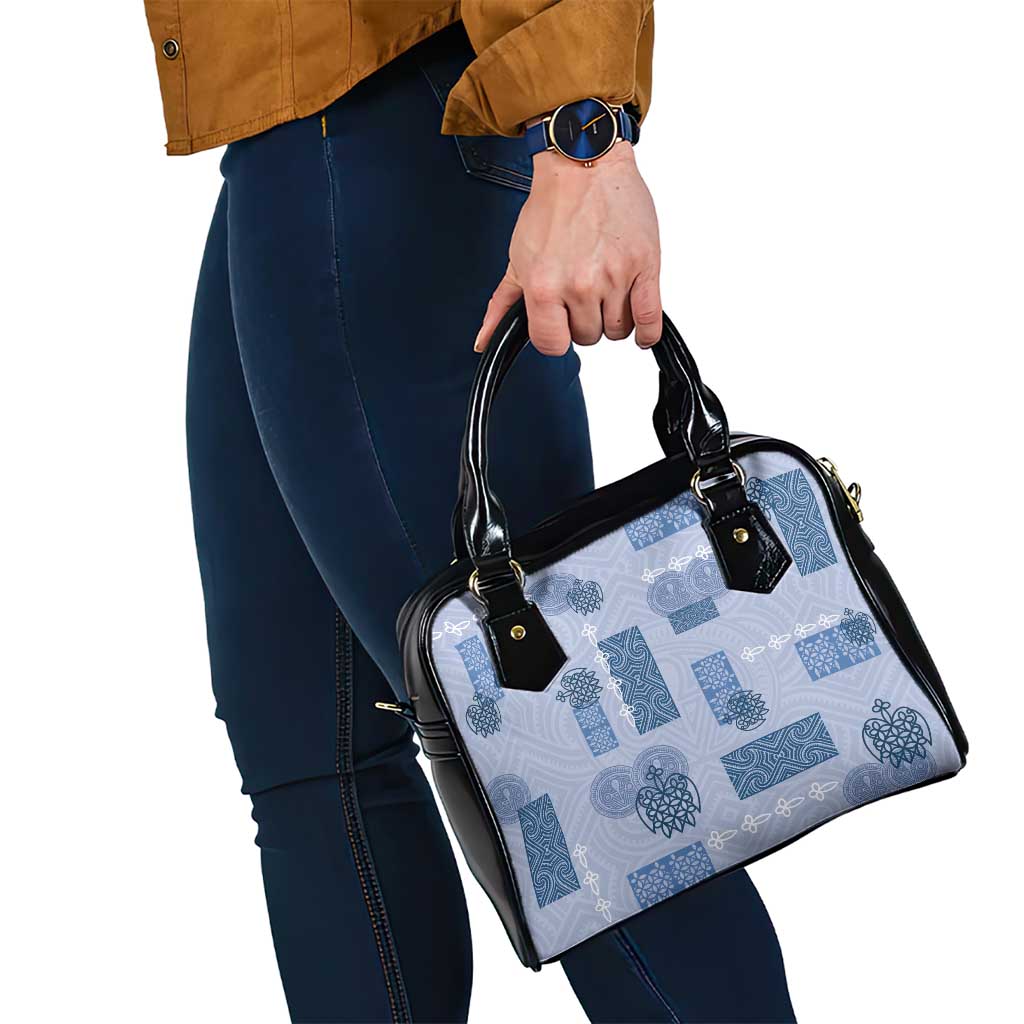 Vintage Lapita Shoulder Handbag Iconic Double Face Pattern Blue