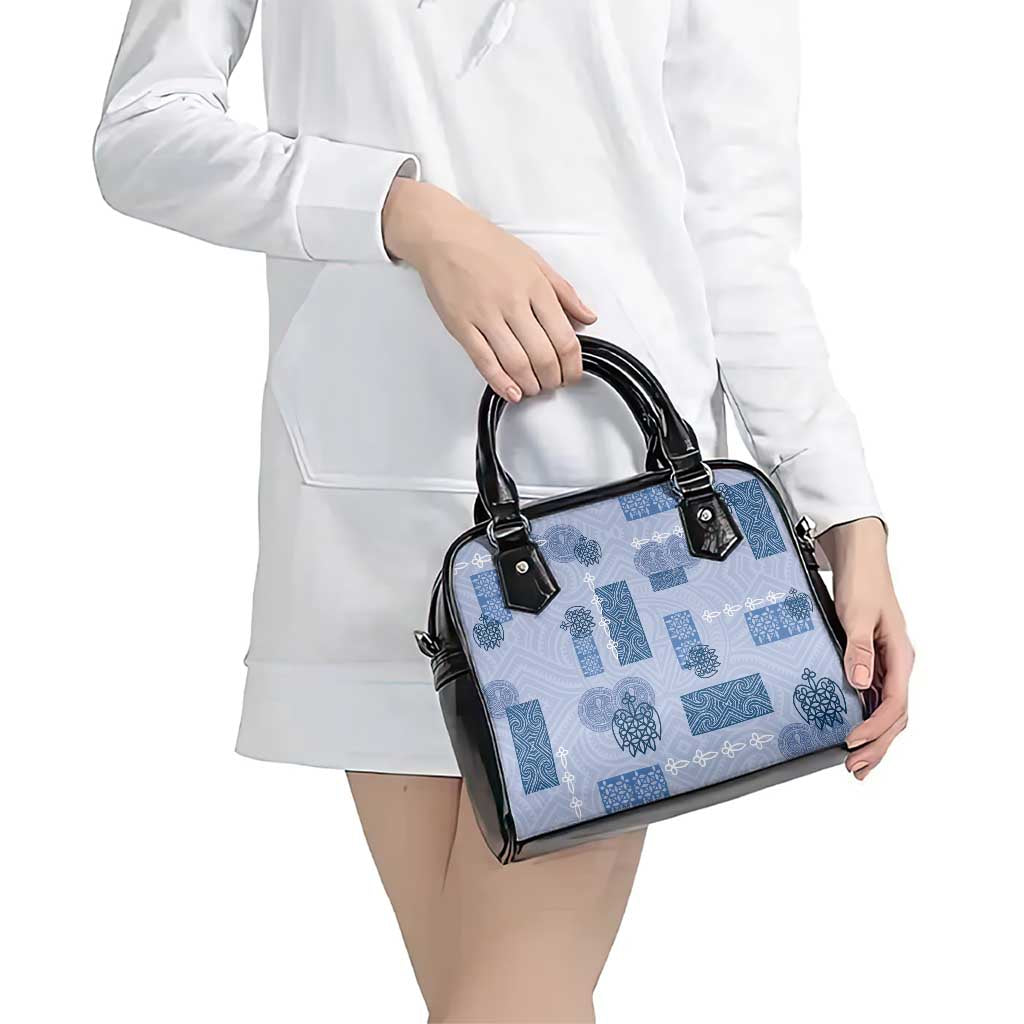 Vintage Lapita Shoulder Handbag Iconic Double Face Pattern Blue
