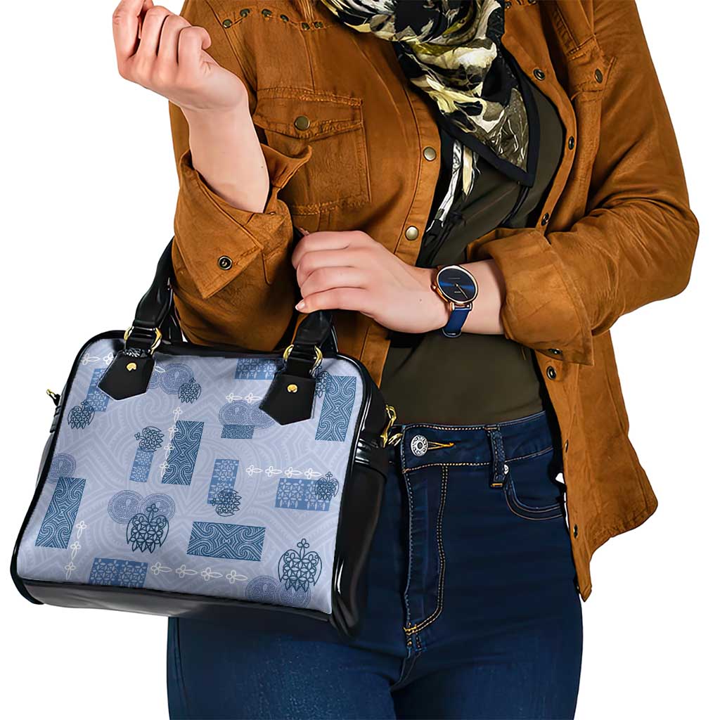 Vintage Lapita Shoulder Handbag Iconic Double Face Pattern Blue