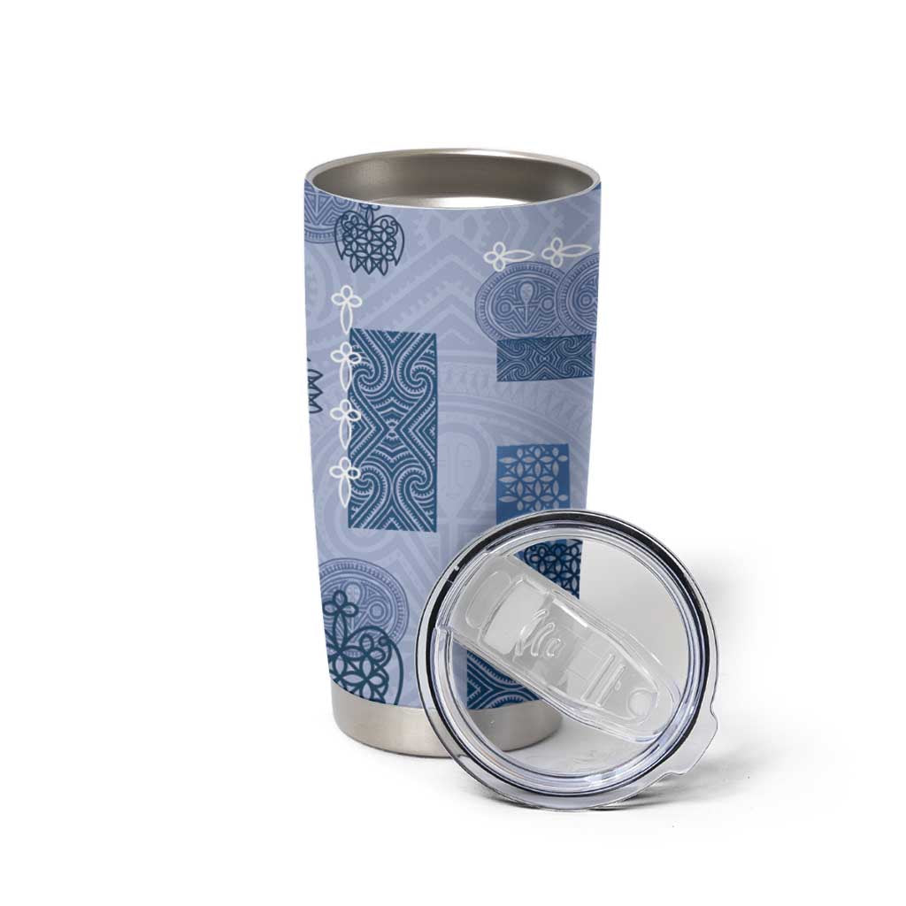Vintage Lapita Tumbler Cup Iconic Double Face Pattern Blue
