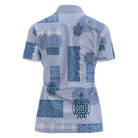 Vintage Lapita Women Polo Shirt Iconic Double Face Pattern Blue